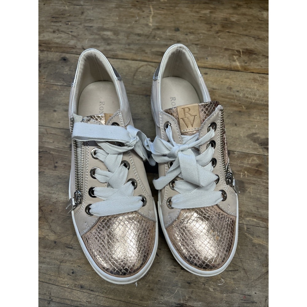 Ron White Metallic Pink Leather Sneakers Size 37 6.5